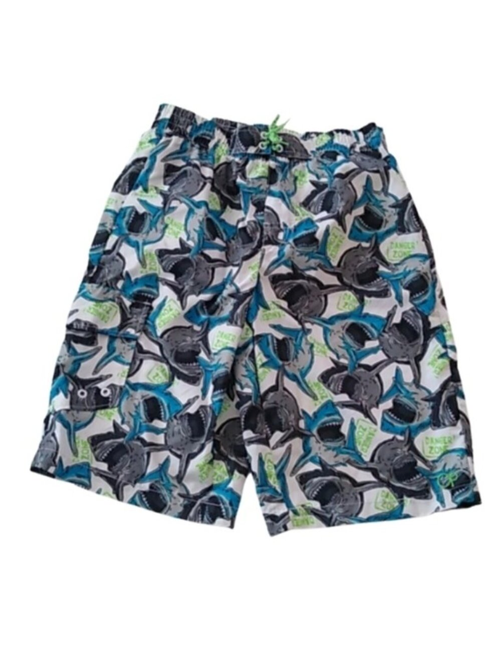 Ocean Pacific OP Boys Danger Zone Sharks Swim Trunks, XL 14/16